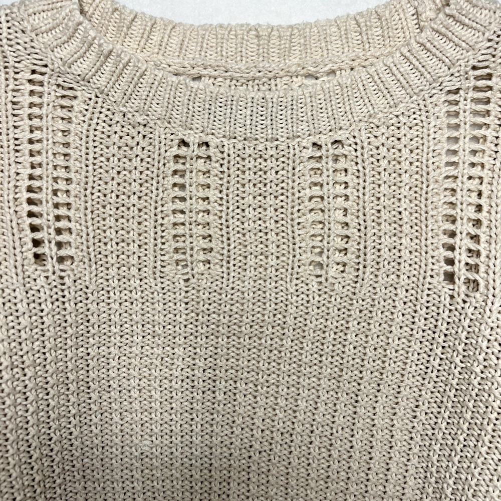 American Eagle Sweater Tan Beige Open Weave Knit Top Size Extra Small - Picture 3 of 16